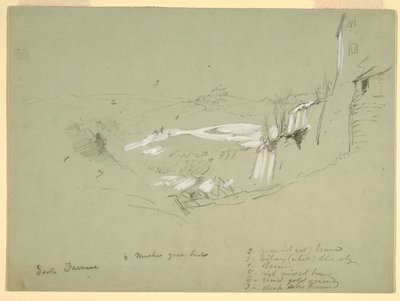 Piirros, Isola Farnese Rooman Campagnassa, Italia, toukokuu 1869. tekijältä Frederic Edwin Church