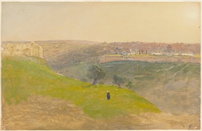 Piirros, Jerusalem Öljymäeltä, maaliskuu 1868. tekijältä Frederic Edwin Church