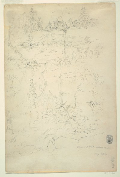 Piirros, Kaaterskill Falls, Catskill Mountains, New York, heinäkuu 1844. tekijältä Frederic Edwin Church
