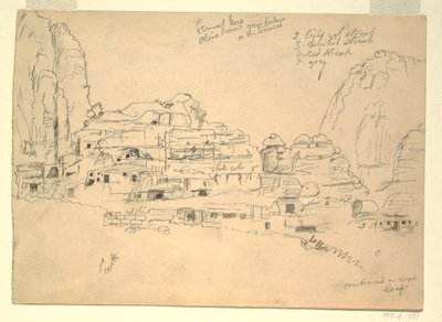 Piirros, Khirbet-en-Nasara, Petra, Jordania, 26. helmikuuta 1868. tekijältä Frederic Edwin Church