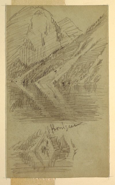 Piirros, Königssee, Berchtesgaden, Baijeri, kesä- tai heinäkuu 1868. tekijältä Frederic Edwin Church