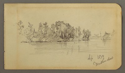 Piirros, Järvi ja metsäinen ranta, 1878 tekijältä Frederic Edwin Church