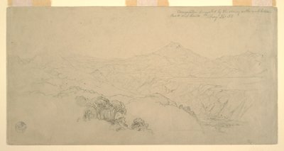 Piirustus, Maisemakompositio: Kolumbian Pason ja Ecuadorin Quiton välisen tien maisemien perusteella, 26. elokuuta 1853. tekijältä Frederic Edwin Church