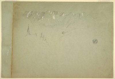 Piirros, Maisema Itävallan Alpeilta, 1868 tekijältä Frederic Edwin Church