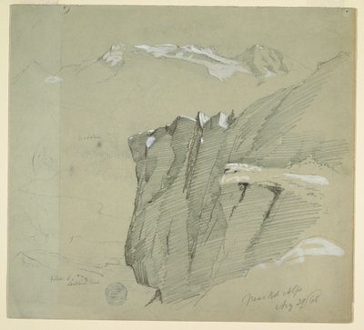 Piirros, Maisema Bernin Alpeilla, 28. elokuuta 1868. tekijältä Frederic Edwin Church