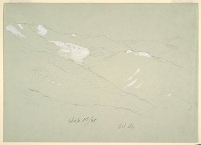 Piirros, Maisema Bernin ylängöillä, lähellä Bel Alpia, Sveitsi, syyskuu 1868. tekijältä Frederic Edwin Church