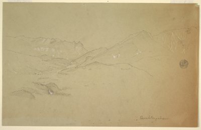 Piirros, Maisema Berchtesgadenin lähellä, kesä-heinäkuu 1868. tekijältä Frederic Edwin Church