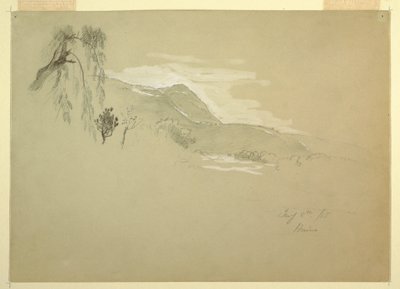 Piirros, Maisema lähellä Huinoa, Meksiko, 8. tammikuuta 1885. tekijältä Frederic Edwin Church