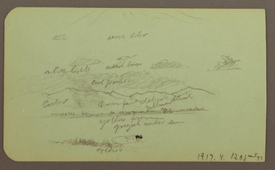 Piirros, maisema ja kirkko; Kääntöpuoli: Maisema, 1883 tekijältä Frederic Edwin Church
