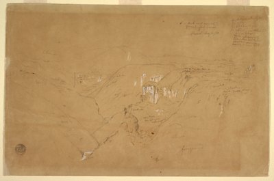 Piirros, Maisema Purese-vuorella, Kolumbia, 6. elokuuta 1853. tekijältä Frederic Edwin Church