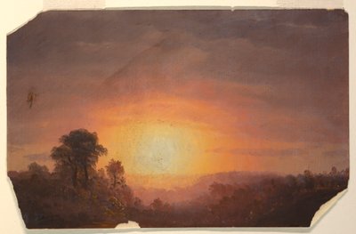 Piirros, Maisema auringonlaskun kanssa, 1860-70 tekijältä Frederic Edwin Church