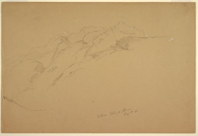 Piirros, Maisemia Gollingin ja Abtenaun välillä, 5. elokuuta 1868. tekijältä Frederic Edwin Church