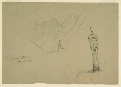 Piirros, Maisemia Gollingin ja Abtenaun välillä, 5. elokuuta 1868. tekijältä Frederic Edwin Church