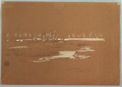 Piirros, Suomaisema Millinocketin lähellä, 20. syyskuuta 1878. tekijältä Frederic Edwin Church