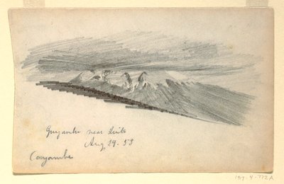 Piirros, Cayambe-vuori, Ecuador, 29. elokuuta 1853. tekijältä Frederic Edwin Church