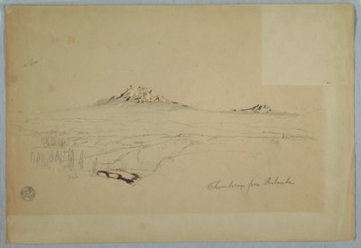 Piirros, Chimborazo-vuori, näkymä Riobambasta, Ecuador, heinäkuu 1857. tekijältä Frederic Edwin Church