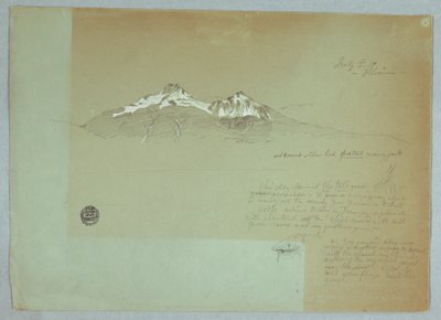 Piirros, Iliniza-vuori, Ecuador, 3. heinäkuuta 1857. tekijältä Frederic Edwin Church