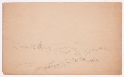 Piirros, "Mount Katahdin from the West" [Katahdin-vuorta kohti länteen katsoen], elokuu 1852. tekijältä Frederic Edwin Church