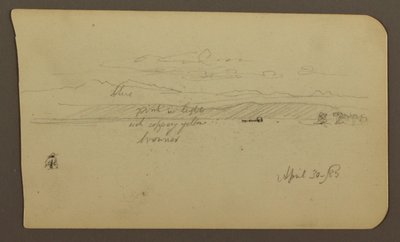 Piirros, vuoristomaisema, hahmo; Kääntöpuoli: Maisema, 30. huhtikuuta 1885. tekijältä Frederic Edwin Church