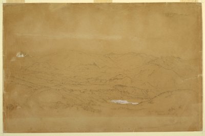 Piirros, Vuoristomaisema Guanojon ja Guarandan lähellä, Ecuador, 10. kesäkuuta 1857. tekijältä Frederic Edwin Church
