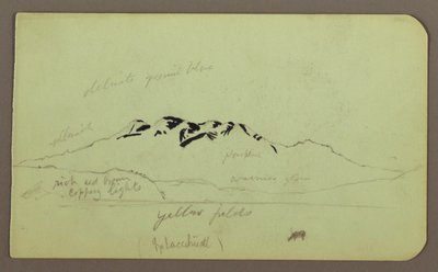 Piirros, vuoristomaisema, "Itaccihuatl"; Kääntöpuolella: Vuorenhuiput, 1883 tekijältä Frederic Edwin Church