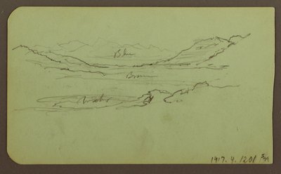 Piirros, vuoristomaisema; Kääntöpuoli: Maisema, 1883 tekijältä Frederic Edwin Church