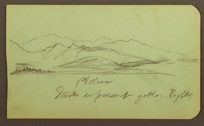 Piirros, vuoristomaisema; Kääntöpuoli: vuoristomaisema, hahmo, 1883 tekijältä Frederic Edwin Church