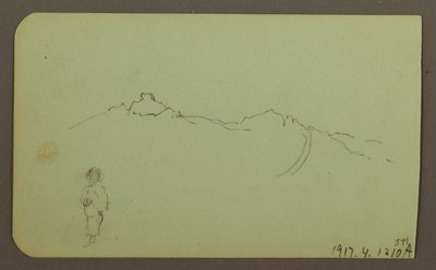Piirros, vuoristomaisema; Kääntöpuoli: Vuoristo, hahmo, 1883 tekijältä Frederic Edwin Church