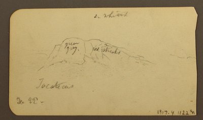 Piirros, vuoristomaisemia; Kääntöpuoli: Vuoren kylki, Tocatecas, 22. joulukuuta 1884. tekijältä Frederic Edwin Church