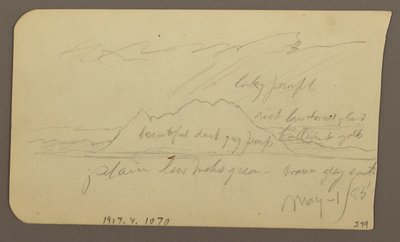 Piirros, Vuorenhuippu; Kääntöpuoli: Karu vuoristo, 1. toukokuuta 1885. tekijältä Frederic Edwin Church