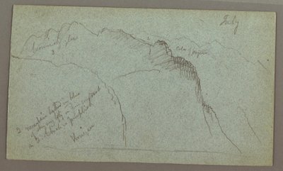 Piirros, Mountain Peaks, heinäkuu mahdollisesti 1868 tekijältä Frederic Edwin Church