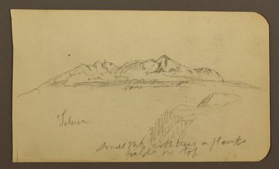 Piirros, Vuoristo, Toluca; Kääntöpuoli: Vuoristo, Toluca, 7. tammikuuta 1885. tekijältä Frederic Edwin Church