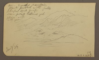 Piirros, Vuoristo, Toluca; Kääntöpuoli: Vuoristo, Toluca, 7. tammikuuta 1885. tekijältä Frederic Edwin Church