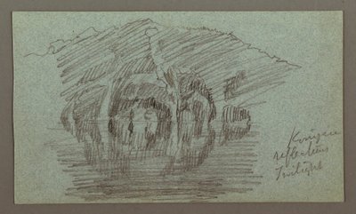 Piirros, Vuori ja sen heijastus järvessä, mahdollisesti 1868 tekijältä Frederic Edwin Church