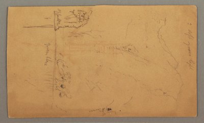 Piirros, Järven yläpuolella kohoavat vuoret, heinäkuu mahdollisesti 1868. tekijältä Frederic Edwin Church