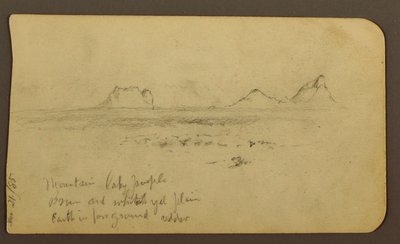 Piirros, Vuoret; Kääntöpuoli: Foothills amp; Vuoristo, 21. joulukuuta 1885. tekijältä Frederic Edwin Church