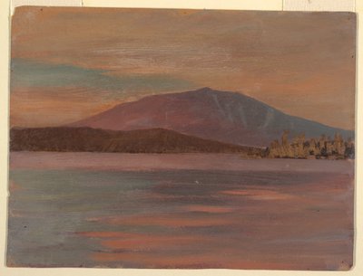 Piirros, Katahdin-vuori Togue Pondista, 1877. tekijältä Frederic Edwin Church
