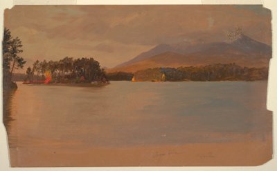 Piirros, Katahdin-vuori Togue Pondista, 1878. tekijältä Frederic Edwin Church