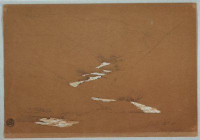 Piirros, Kapea vuoristolaakso ja kaskadipuro lähellä Ysapania, Ecuador, 12. heinäkuuta 1857. tekijältä Frederic Edwin Church
