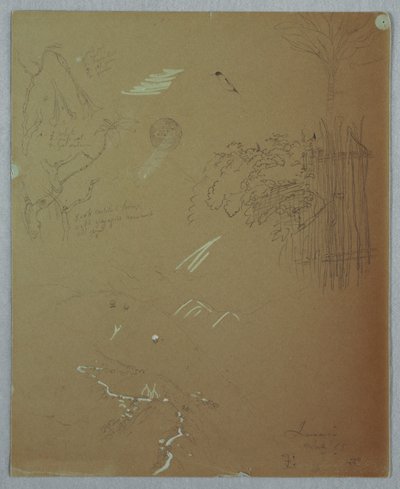 Piirros, Luontotutkimuksia, Blue Mountains, Jamaika, heinäkuu 1865 tekijältä Frederic Edwin Church