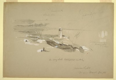 Piirros, Niagaran putoukset Terrapin Pointista, 20. maaliskuuta 1856. tekijältä Frederic Edwin Church
