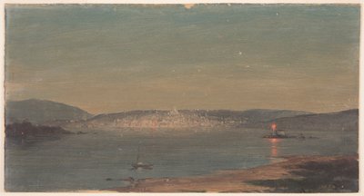 Piirros, Yönäkymä merisatamasta, luultavasti 1868-69. tekijältä Frederic Edwin Church