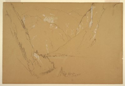 Piirros, "Obersee", lähellä Berchtesgardenia, Baijeri, 17. heinäkuuta 1868. tekijältä Frederic Edwin Church