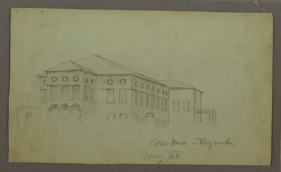 Piirros, Vanha talo, Beirut, 1868 tekijältä Frederic Edwin Church