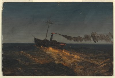 Piirros, Melahöyrylaiva iltahämärässä, n. 1853. tekijältä Frederic Edwin Church