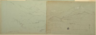 Piirustus, Unter-Schönaun panoraamanäkymä, 1868 tekijältä Frederic Edwin Church
