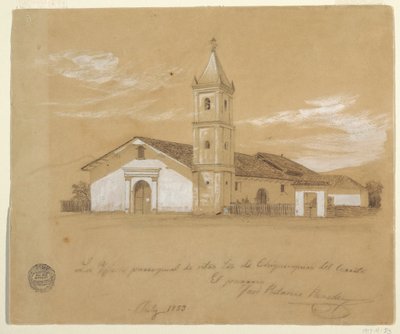 Piirustus, Chiquinquira del Cerrito, Chiquinquira, Kolumbia, heinäkuu 1853. tekijältä Frederic Edwin Church