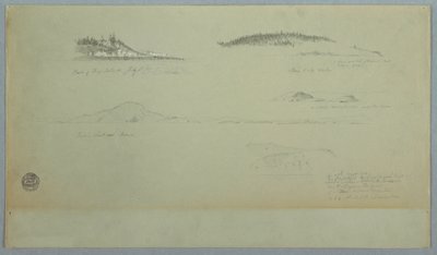 Piirros, osa Fogon saarta, intiaanien katse, 2. heinäkuuta 1859. tekijältä Frederic Edwin Church