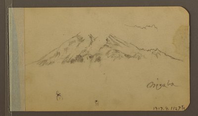 Piirros, Orizaban huippu, kuva; Kääntöpuoli: Tasanko ja vuoristoalueet, 1889 tekijältä Frederic Edwin Church