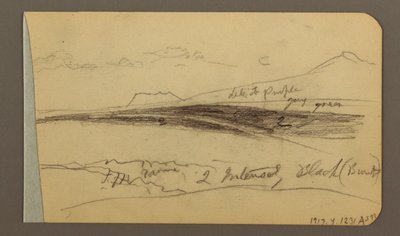 Piirros, tasanko, kukkula, kaupunki; Kääntöpuoli: Vuoristo, 1889 tekijältä Frederic Edwin Church